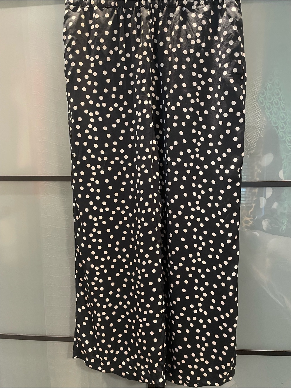 H&M Black Wide-Leg Polka Dot Pants